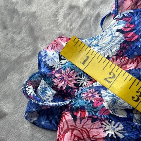 Perfectly Priscilla Dress Small One Shoulder Blue Floral Boho Tiered Preppy‎ NEW - Picture 16 of 16